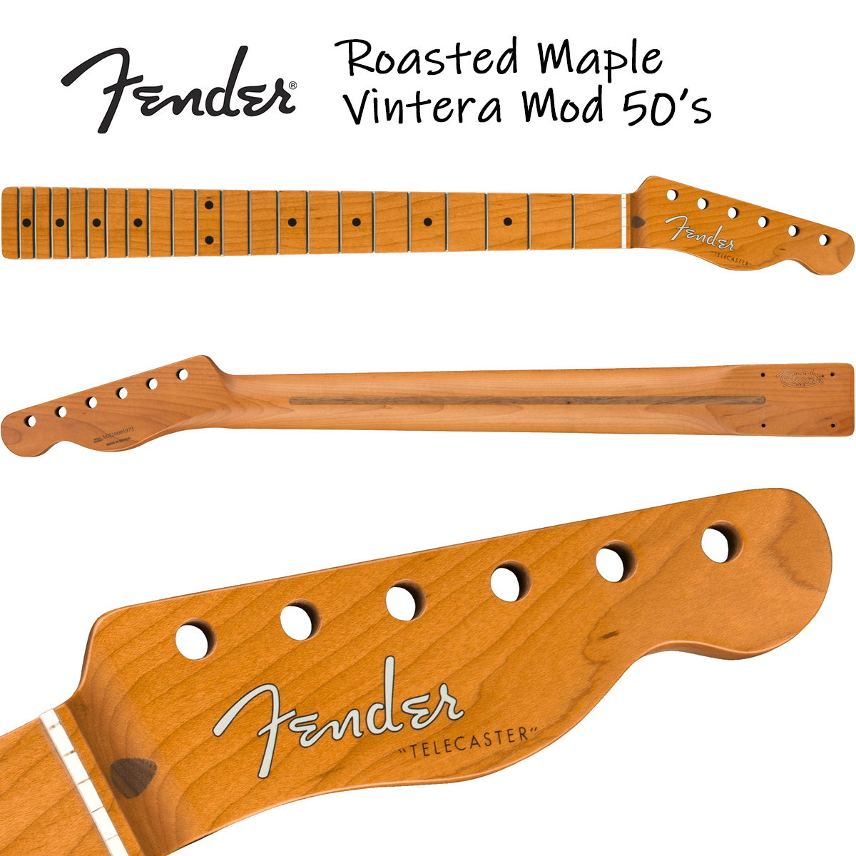 Fender Roasted Maple Vintera Mod 50s Telecaster Neck 21 Medium