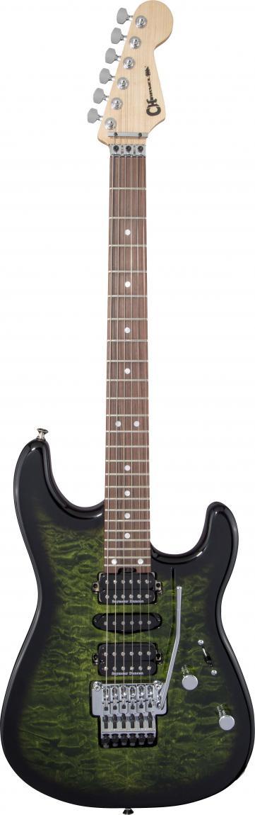 Charvel MJ Series San Dimas Style 1 HSH FR PF QM Transparent Green