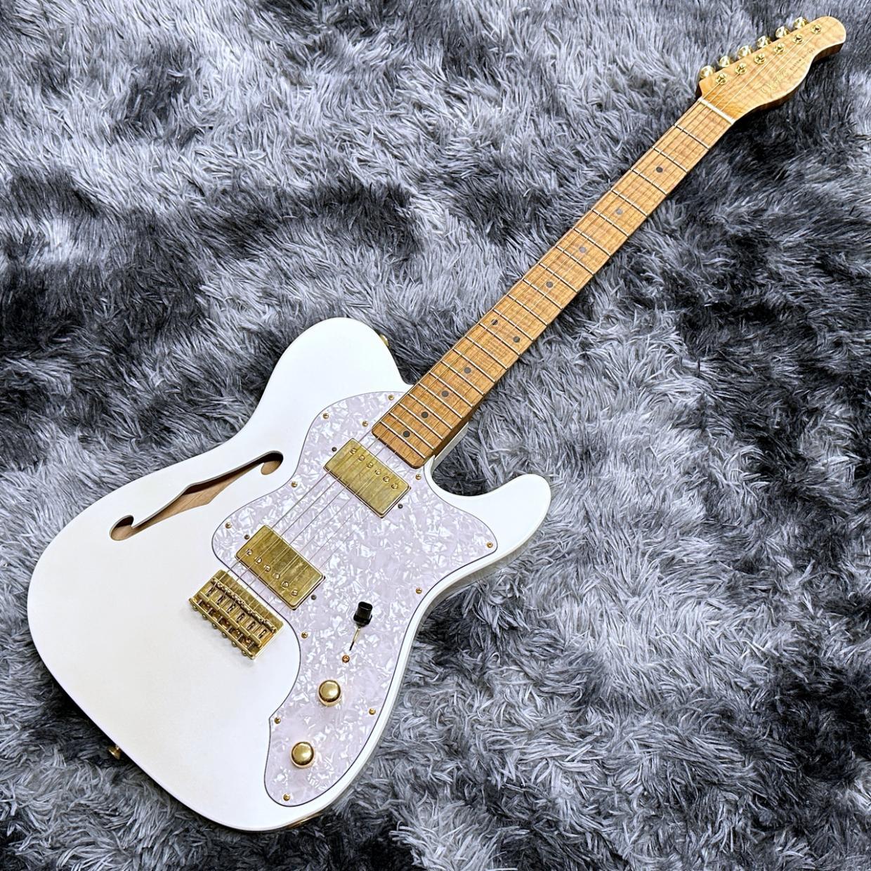 Xotic XTC-3 Thinline White Pearl Light Aged w/5A Roasted Flame