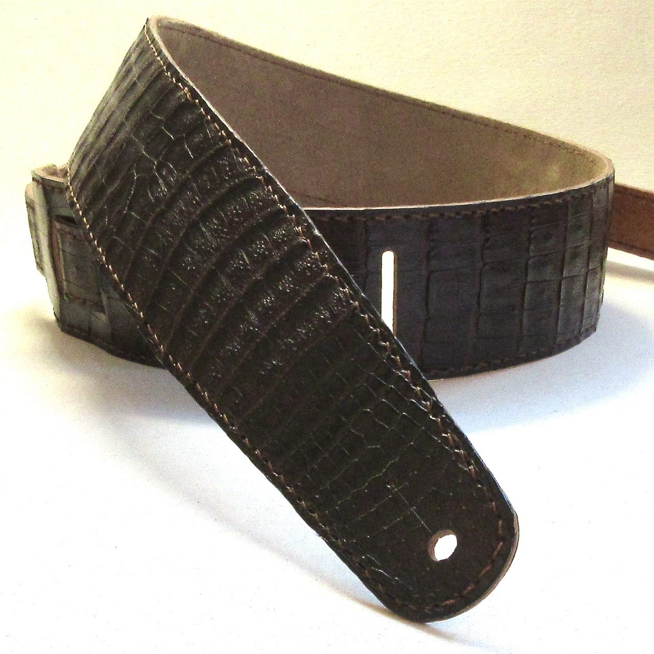wizard leather 本革製ギター・ストラップ(クロコダイル/ダーク