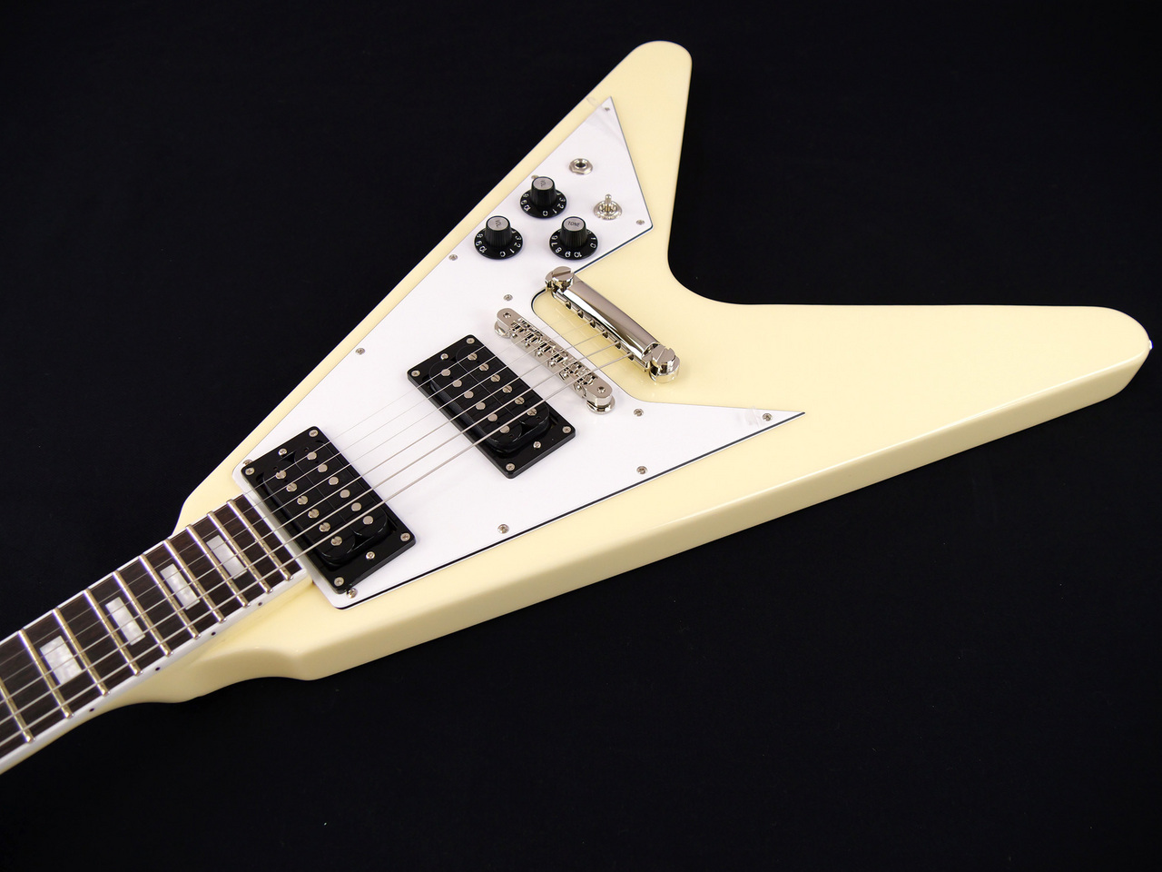 Edwards E-FV-85DフライングV エレキギター クリーム Edwards E-FV-LTD Vintage White Flying V type electric guitar