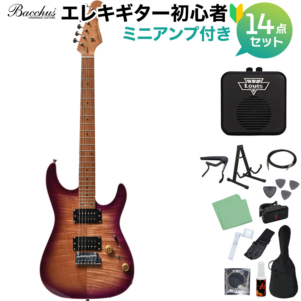 Bacchus IMP24 FMH-RSM/M N-MGT-B エレキギター初心者14点セット 【ミニアンプ付き】