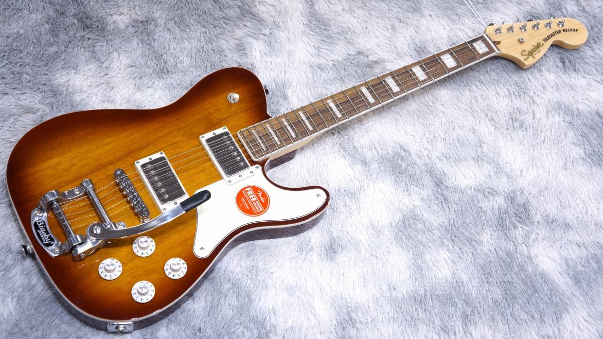 Squier by Fender Paranormal Troublemaker Telecaster Deluxe Bigsby, Parchment Pickguard, Honey Sunburst 사진 2