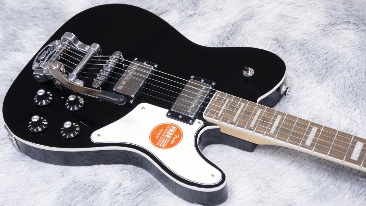 Squier by Fender Paranormal Troublemaker Telecaster Deluxe Bigsby, Parchment Pickguard, Black 사진 4