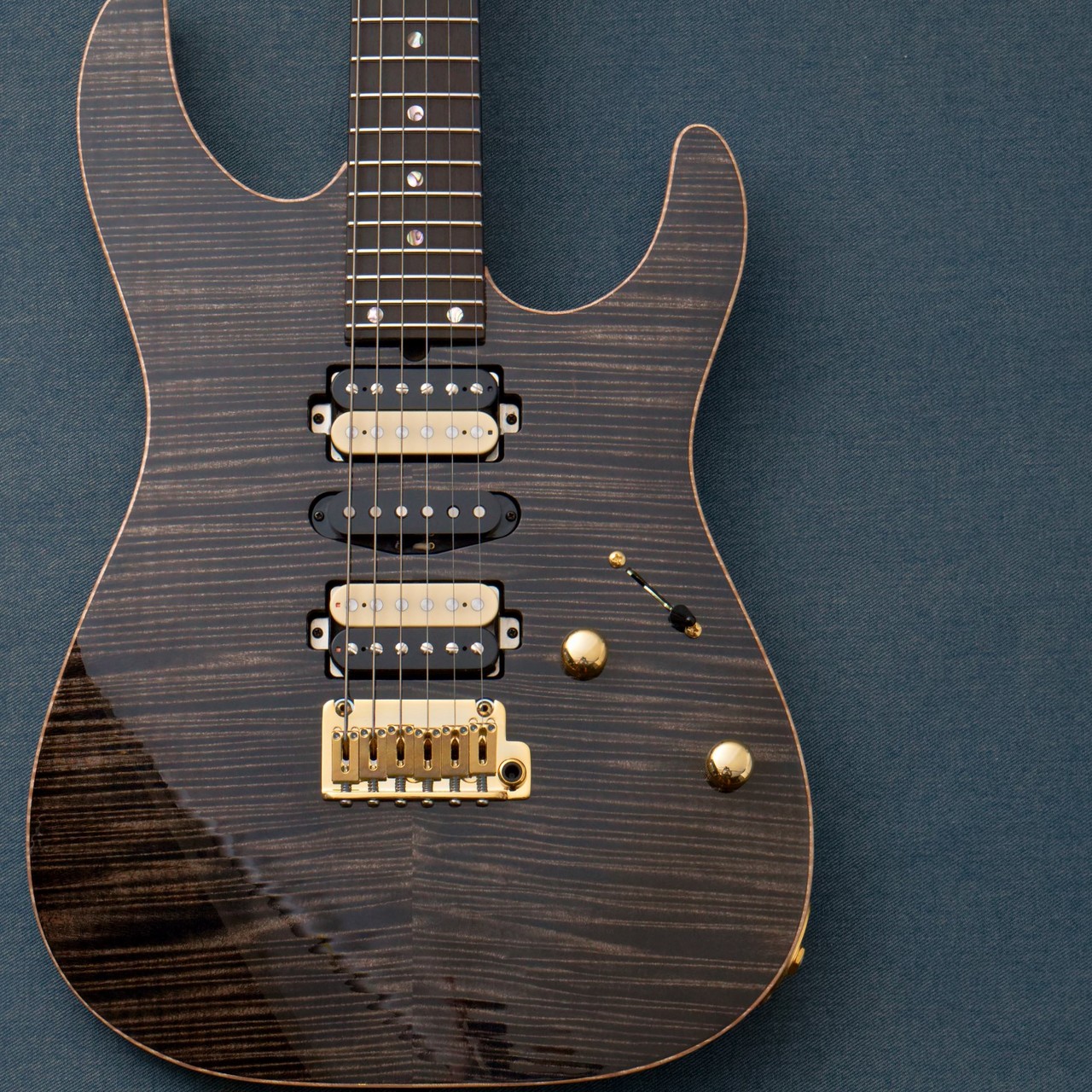 ギター T's guitars DST-DX24 T's Guitars DST Pro 24 -Trans Black w/Antique Gold Wrap Back