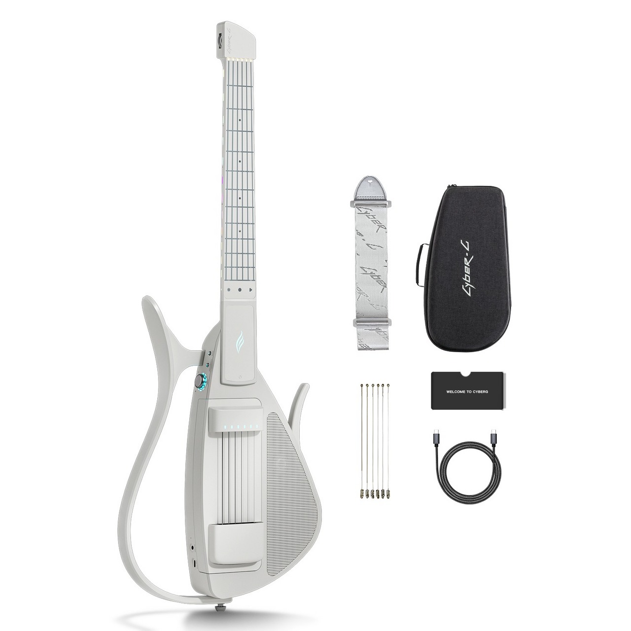 ギター magpiepedals Electric Egg Enya Cyber-G/Stringed White デジタルエレキギター 30Wスピーカー内蔵