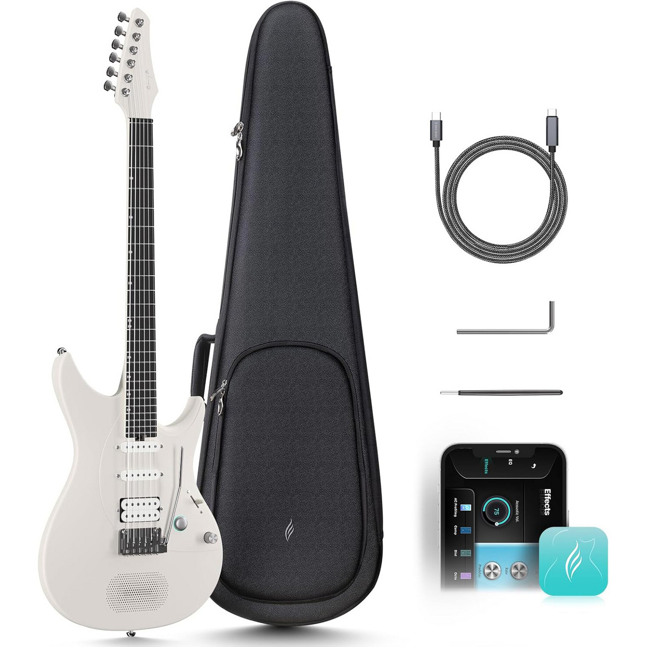 ENYA Inspire  ホワイト　アンプ内蔵エレキギター Enya Inspire White 次世代アンプ内蔵ギター 15Wスピーカー搭載