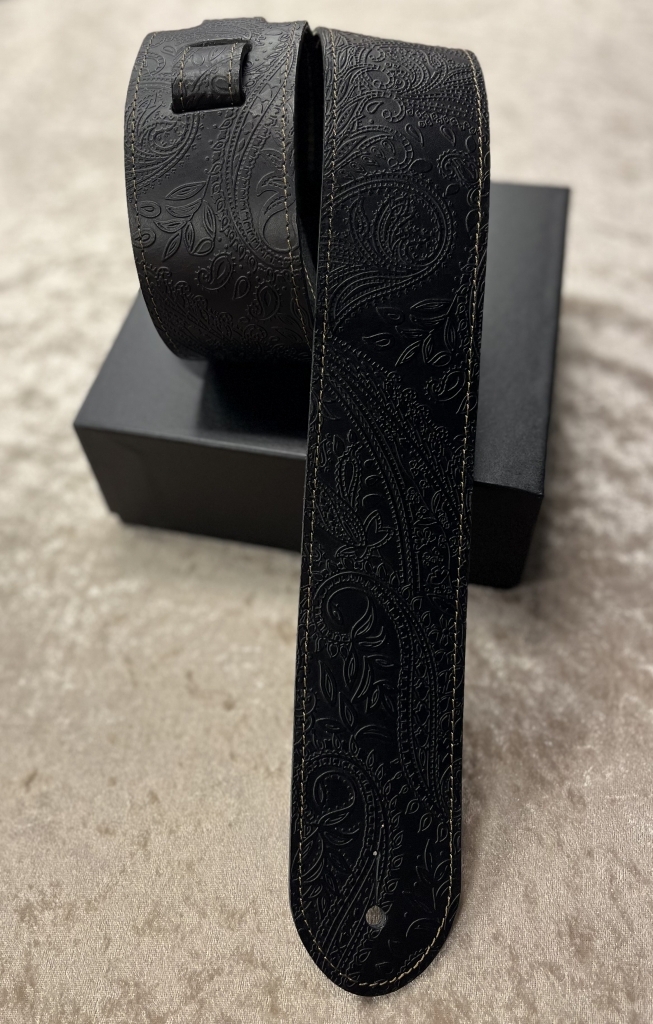 Grande uomo ギターストラップ 黒 レザー Paisley（革職人による高級 
