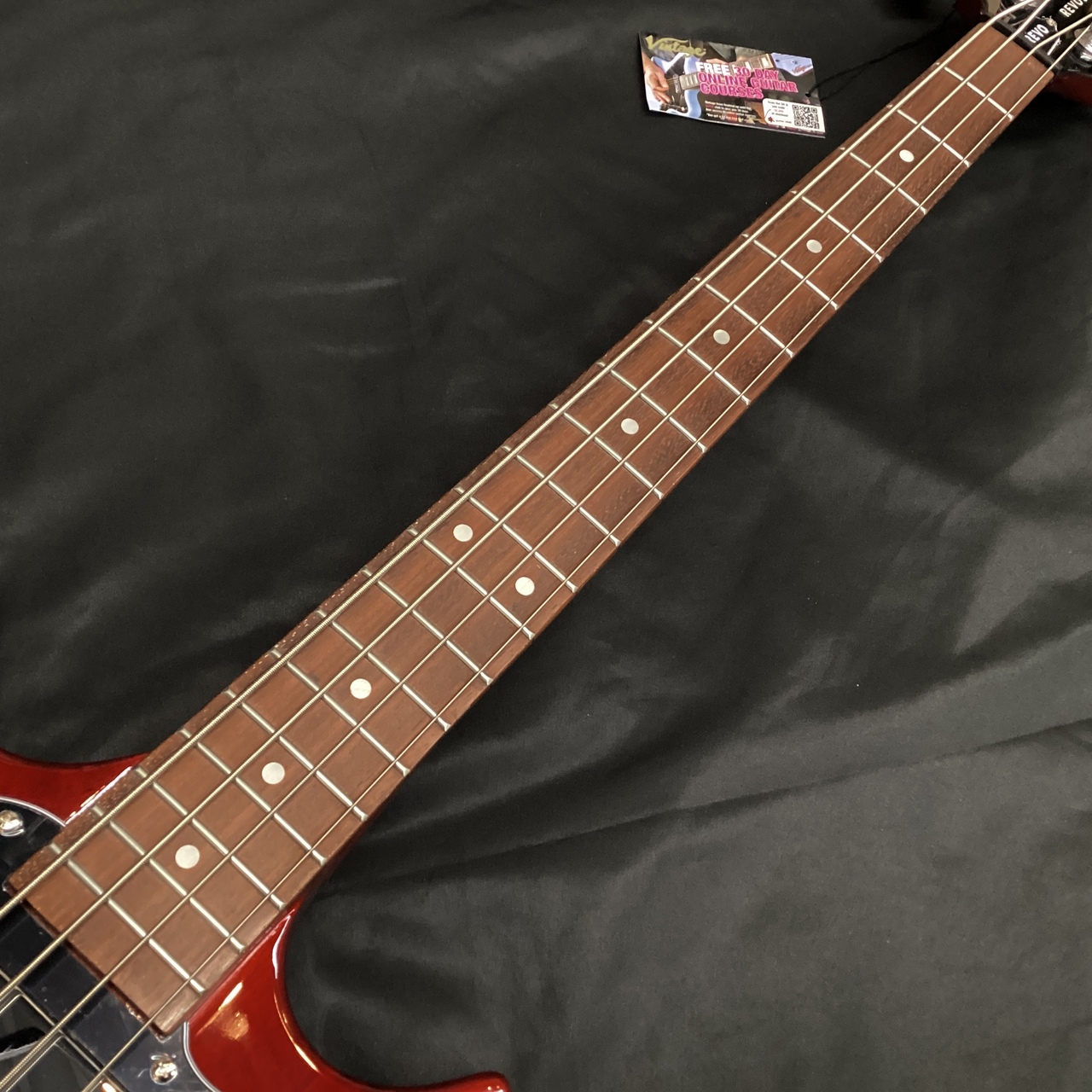 Vintage VRB70CR REVO Series 'Callan' Bass/See Thru Cherry Red