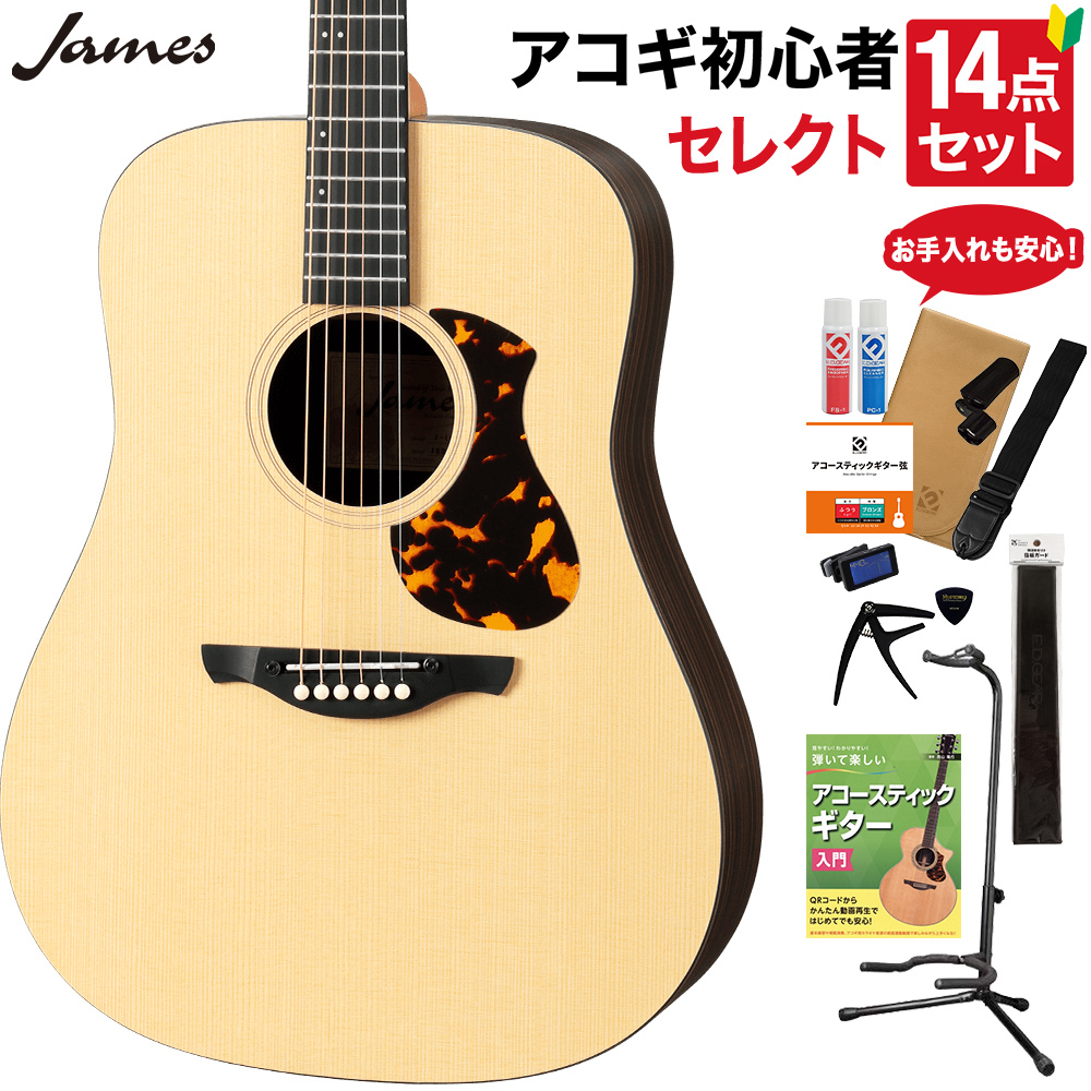 James J-1D アコースティックギター セレクト15点セット 初心者セット 簡単弦高調整 ドレッドノート（新品/送料無料）【楽器検索デジマート】