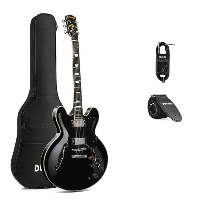 DONNER DJP-1000 Black エレキギター セミアコギター セミホロウボディ DONNER DJP-1000 Black エレキギター セミアコギター セミホロウボディ