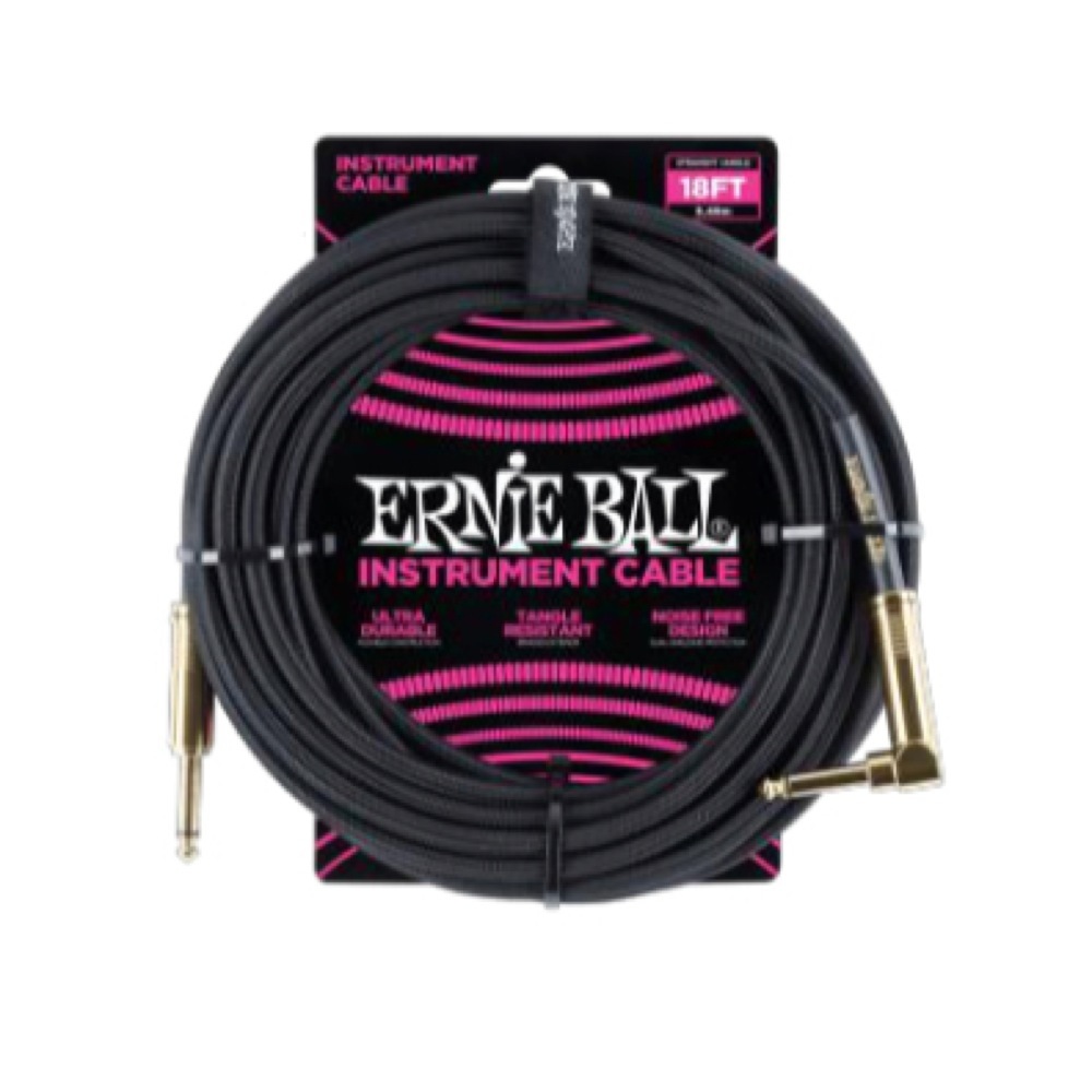 ERNIE BALL アーニーボール P06086 18' INSTRUMENT CABLE STRAIGHT/ANGLE BLACK ギター ...