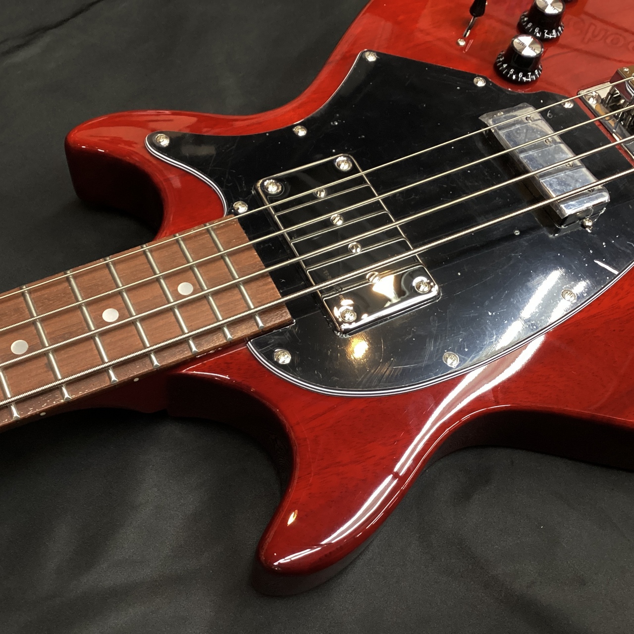 Vintage VRB70CR REVO Series 'Callan' Bass/See Thru Cherry Red