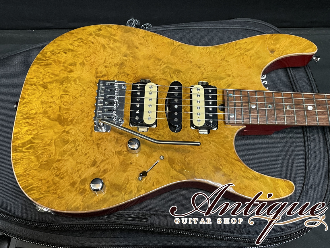 T's Guitars DST-Pro 24 Mahogany Limited 2020 Amber w/5A Burl Maple