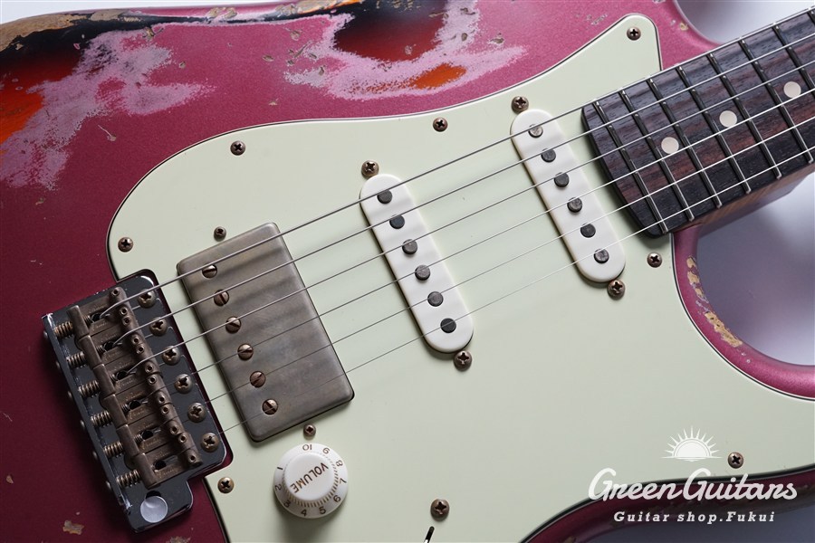 Xotic XSC-2 バーガンディメタリック 改造あり Xotic XSC-2 - Burgundy Mist over Black Paisley - Heavy Aged