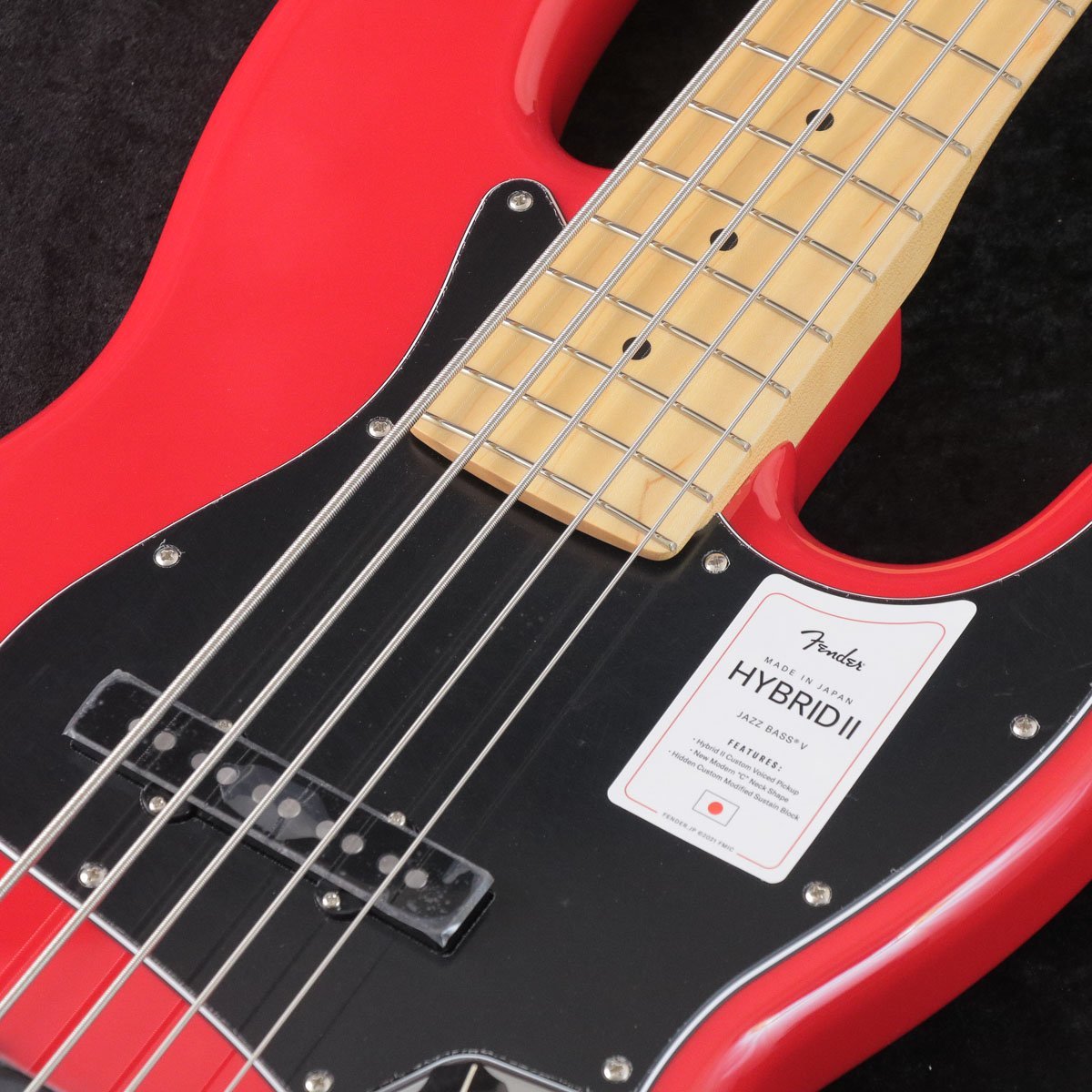 Fender Made in Japan Hybrid II Jazz Bass V Maple FB Modena Red