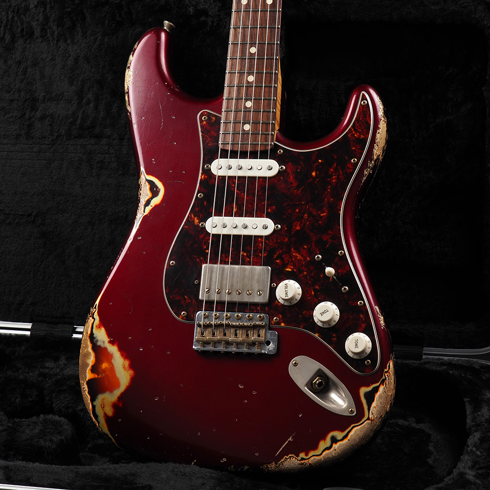 Xotic XSC-2 Ash/Rose Heavy Aged ~Dark Candy Apple Red Over 3-Tone
