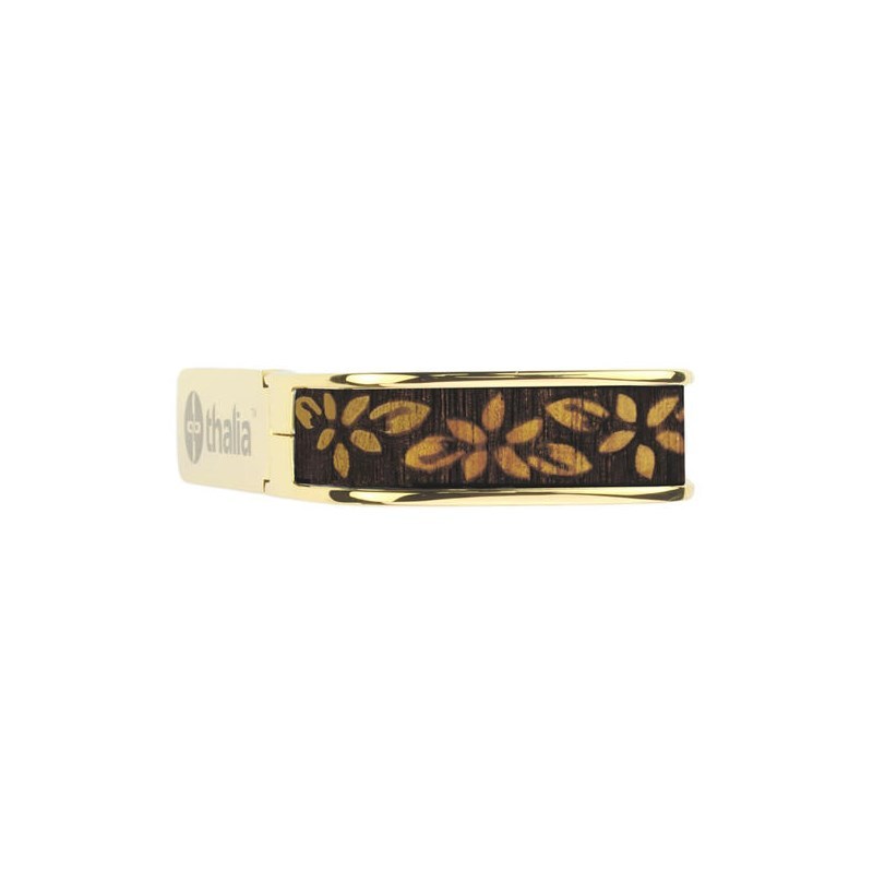 Thalia Capo 24K Gold with Hawaiian Koa Plumeria Lei Engraved Inlay