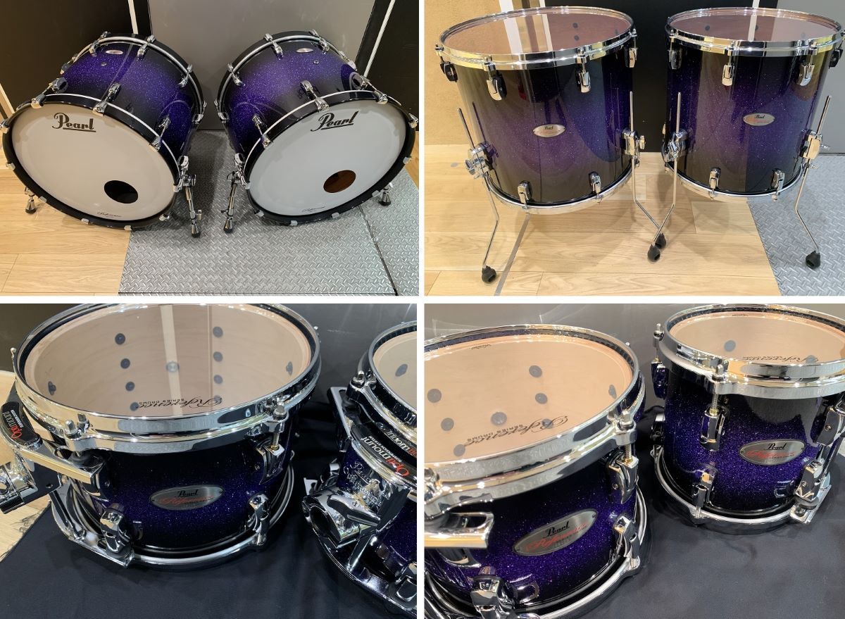 Pearl 24 インチ ２バス・ドラムセット・中古品 - 打楽器、ドラム