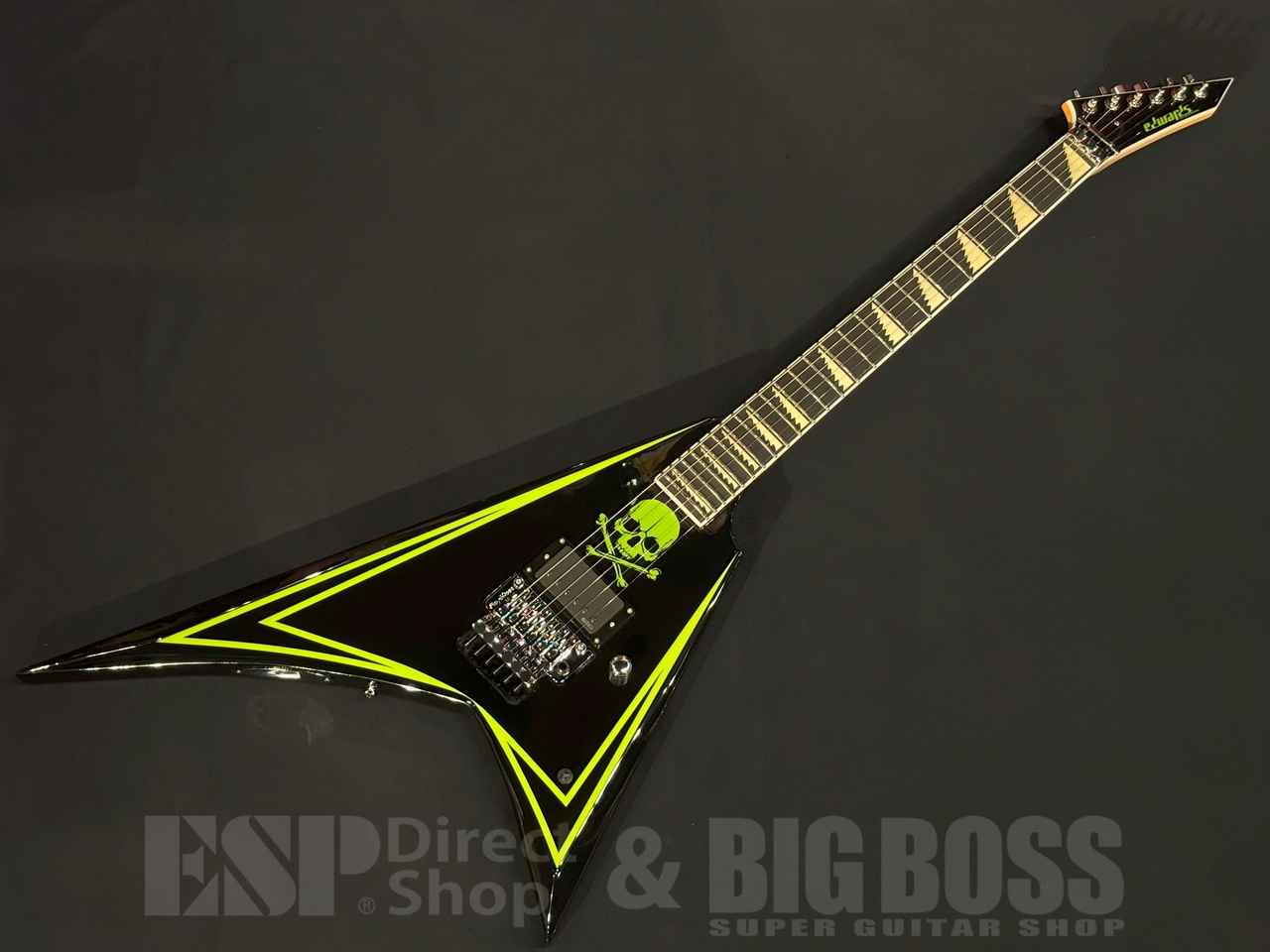 【最終値下げ！】Edwards Alexi V エレキギター EDWARDS E-ALEXI ARROW HEAD Black with Yellow Stripe Electric