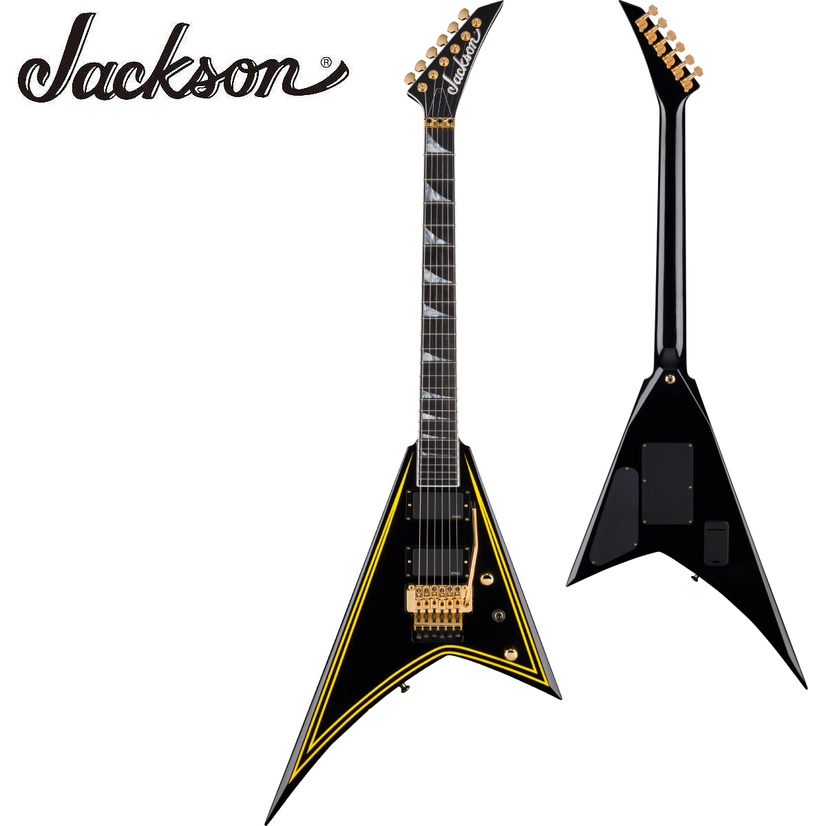 Jackson MJ Series Rhoads RR24MG Black with Yellow Pinstripes