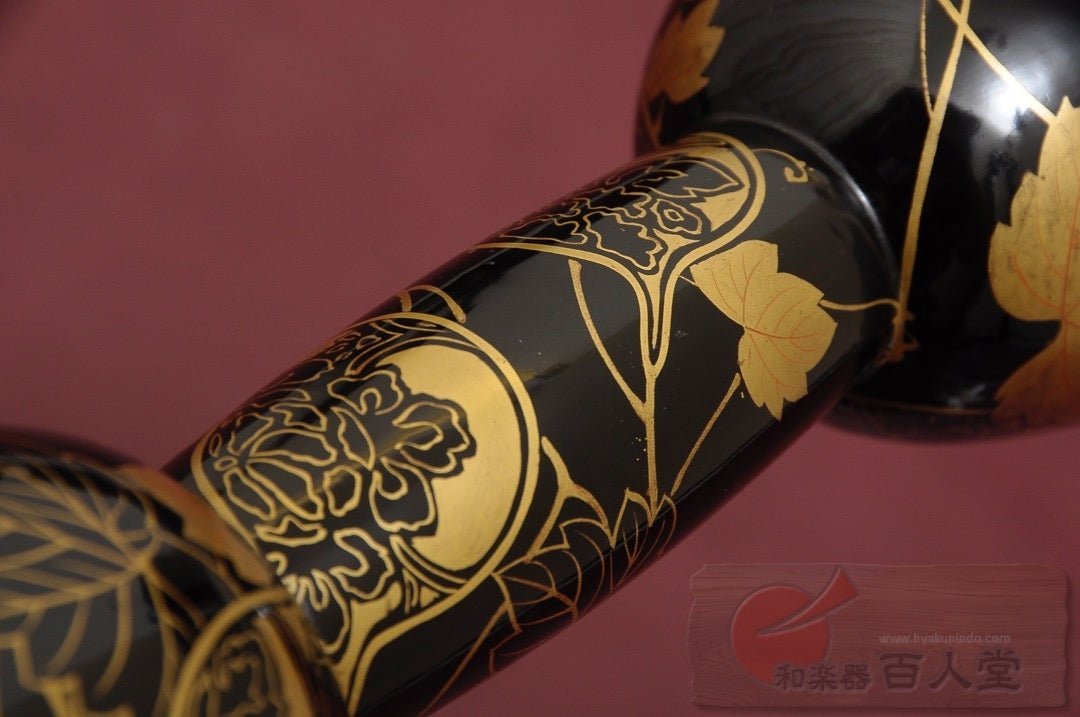 小鼓胴 【和楽器大決算SALE!!】小鼓胴 瓢箪葵蒔絵小鼓胴、古革