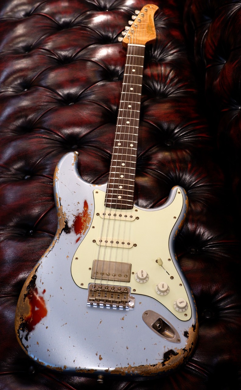 Xotic XSC-2 5A Grade Flame Maple Neck Heavy Aged ~Ice Blue on 3TS