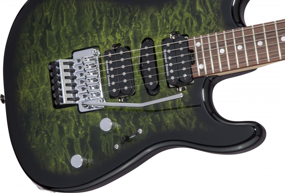 Charvel MJ Series San Dimas Style 1 HSH FR PF QM Transparent Green