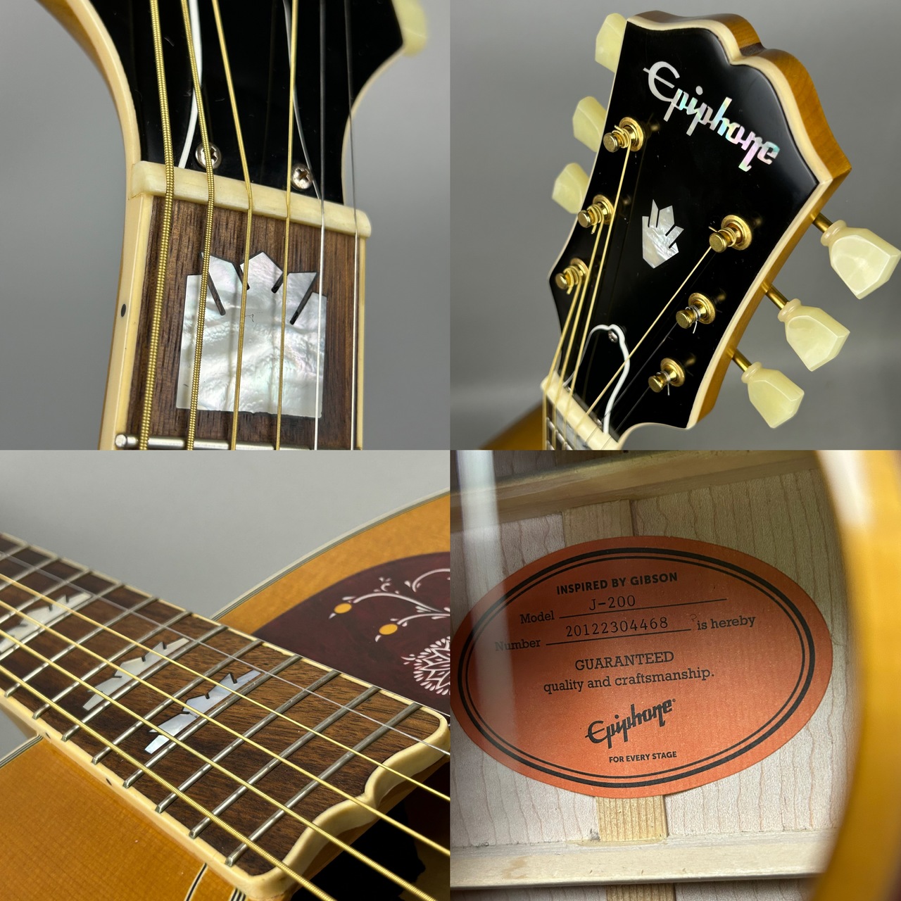 【9331】 美品 EPIPHONE masterbilt j-200 エレアコ Epiphone Masterbilt J-200 Aged Antique Natural Gloss（中古
