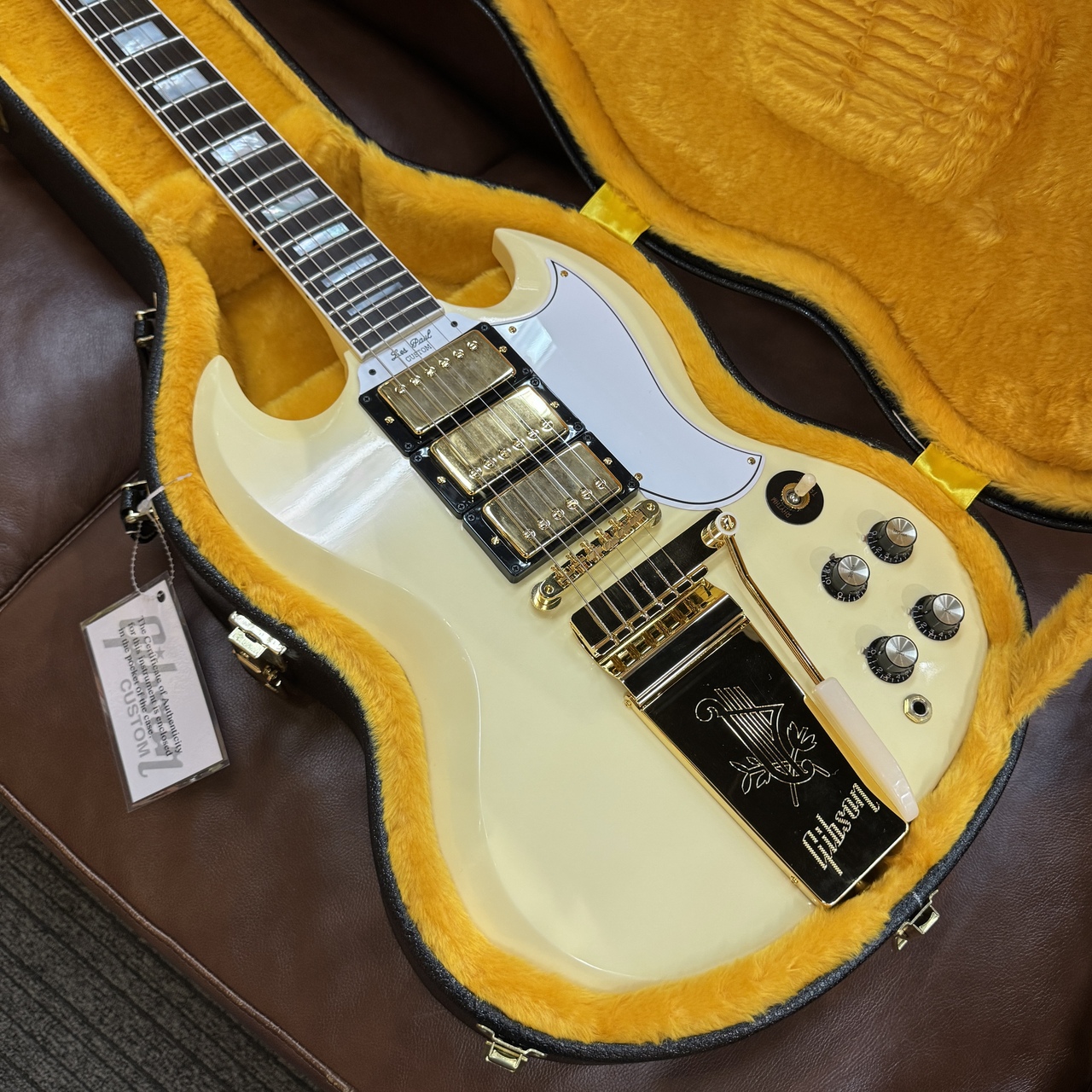 045　貴重　ヴィンテージGibsonバスチケット 10ロール Gibson 【白いSG】1963 Les Paul SG Custom Reissue w/ Maestro