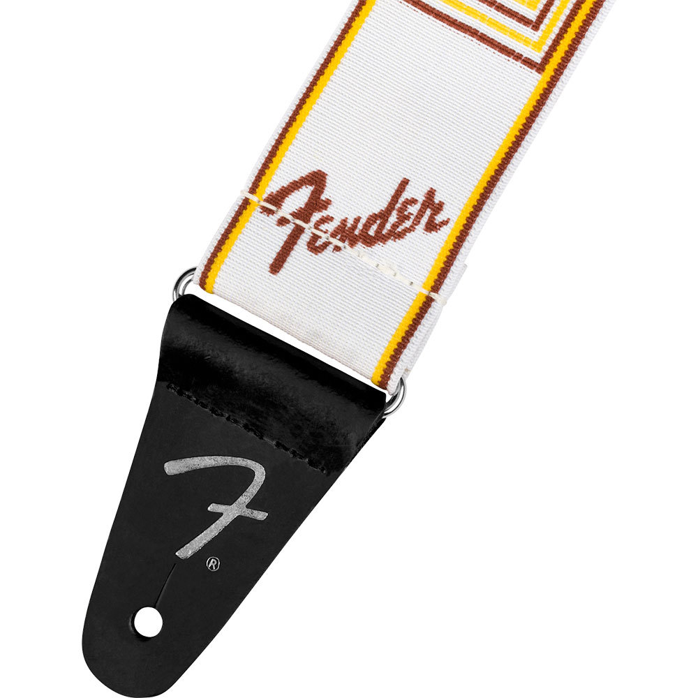 Fender フェンダー Weighless Monogram Strap White/Brown/Yellow ギターストラップ （新品/送料無料）【楽器検索デジマート】