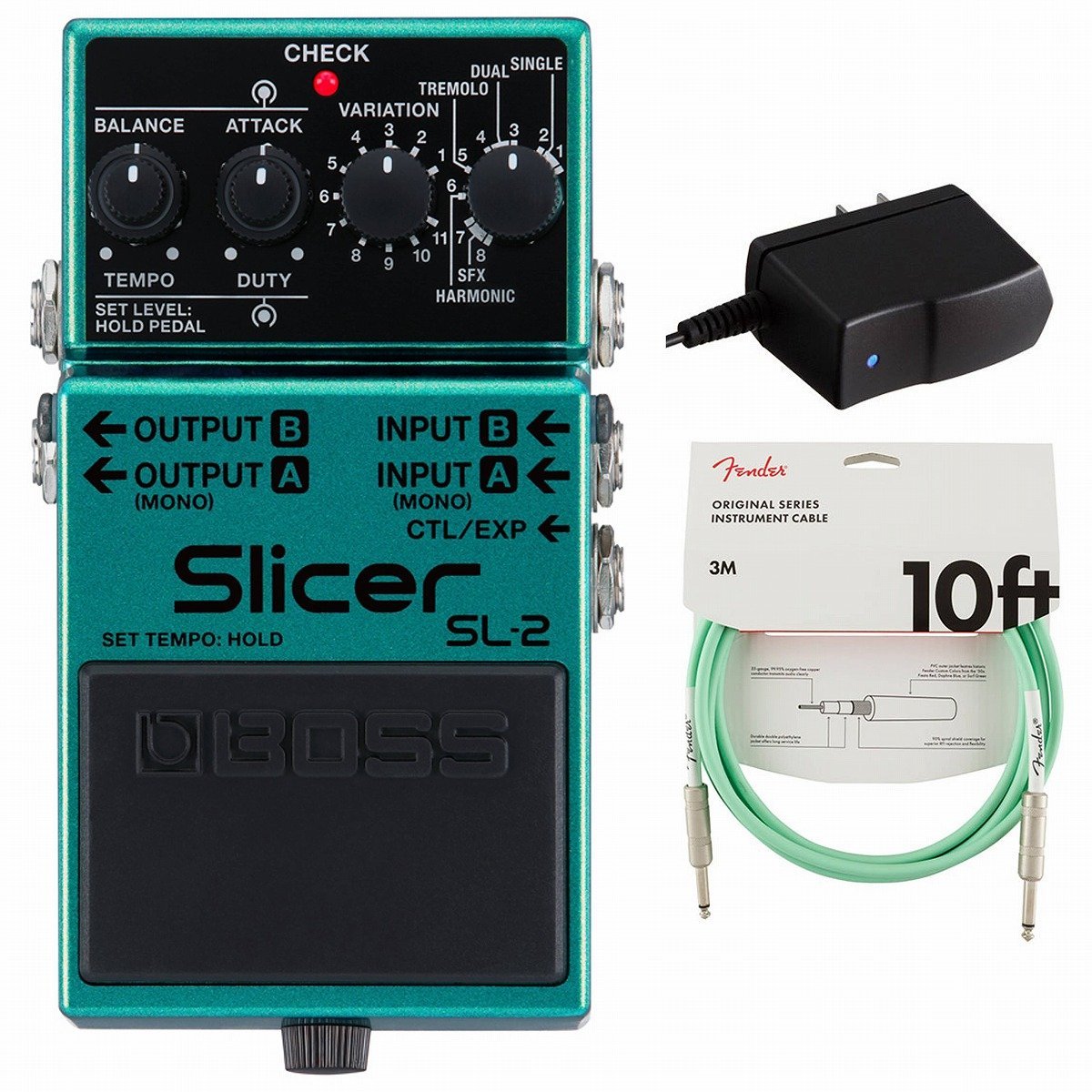 BOSS SL-2 Slicer スライサー 純正アダプターPSA-100S2+Fenderケーブル 