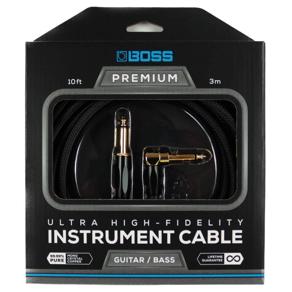 BOSS BIC-P10A Premium Instrument Cable 3M 片側L型プラグ ギター/ベース用プレミアムケーブル