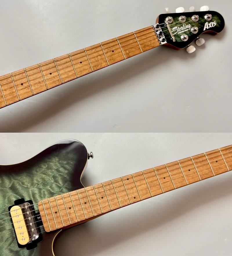 ★値下★程度極上★送料無料★Sterling by MUSICMAN AX3O Sterling by MUSIC MAN 【美麗!キルトメイプルTOP!】AXIS AX50QM-YUB