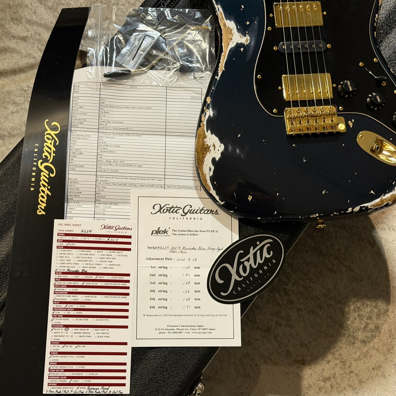 Xotic XSC-4 5A Flame Maple Neck ~Mercedes Blue~ Heavy Aged