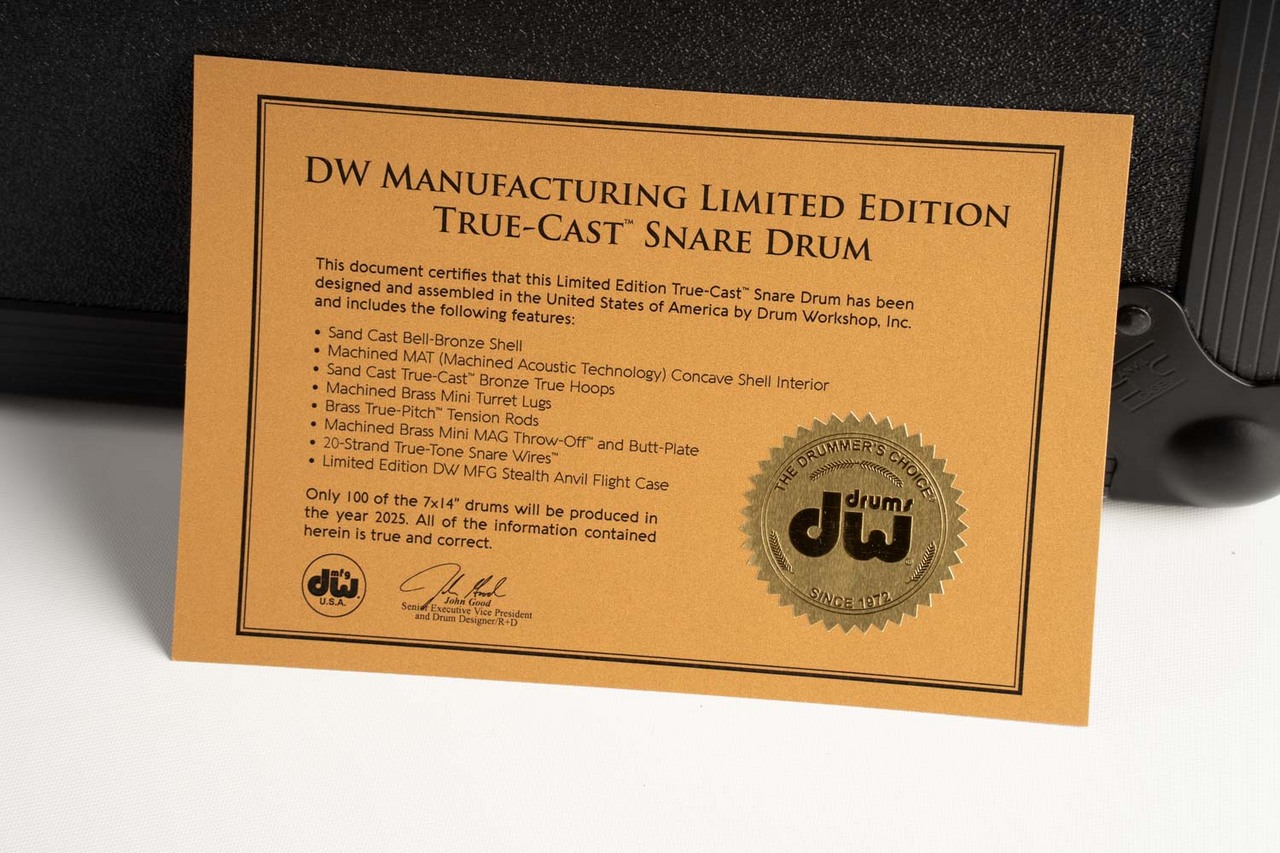 dw DRVZ0714STZ Limited MFG Snare Drum True Cast Bronze and