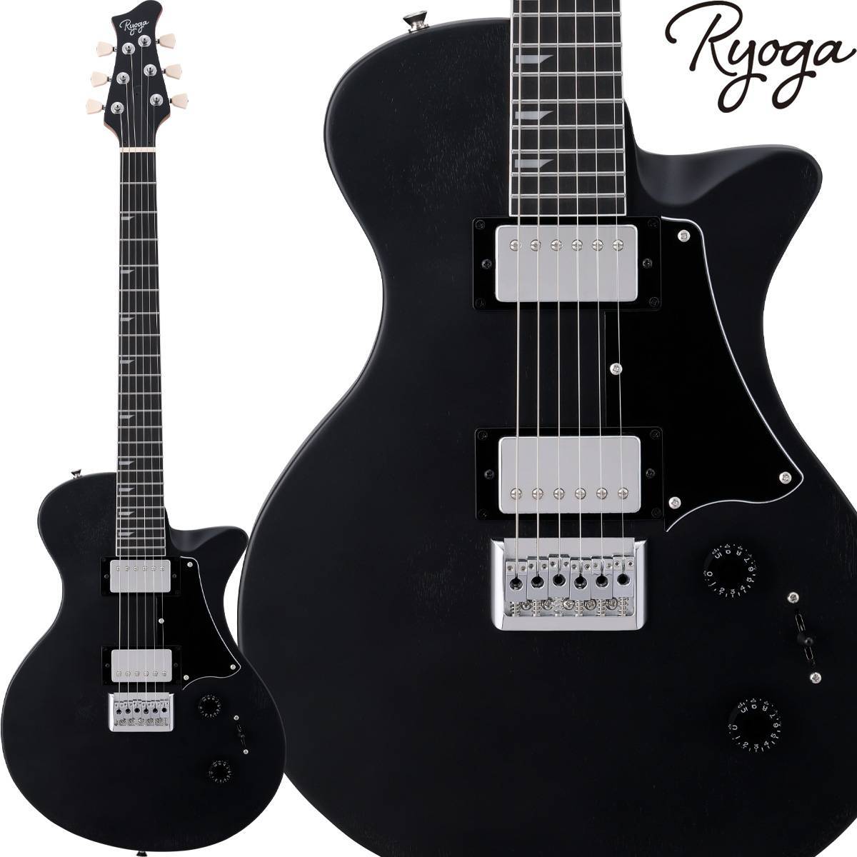 エレキギター ブラック 6弦 ハムバッカー RYOGA HORNET Open Pore Black エレキギター ハムバッカー ベイクド