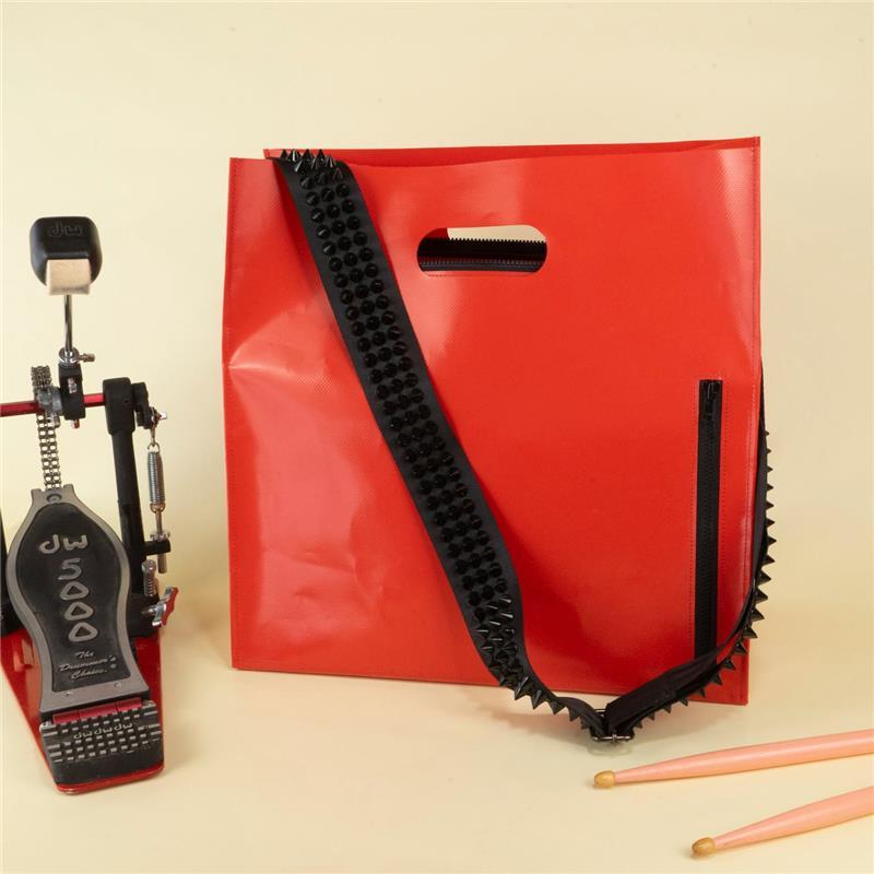 RED ジグザグ模様 ショルダーバッグ ドラム RED ジグザグ模様