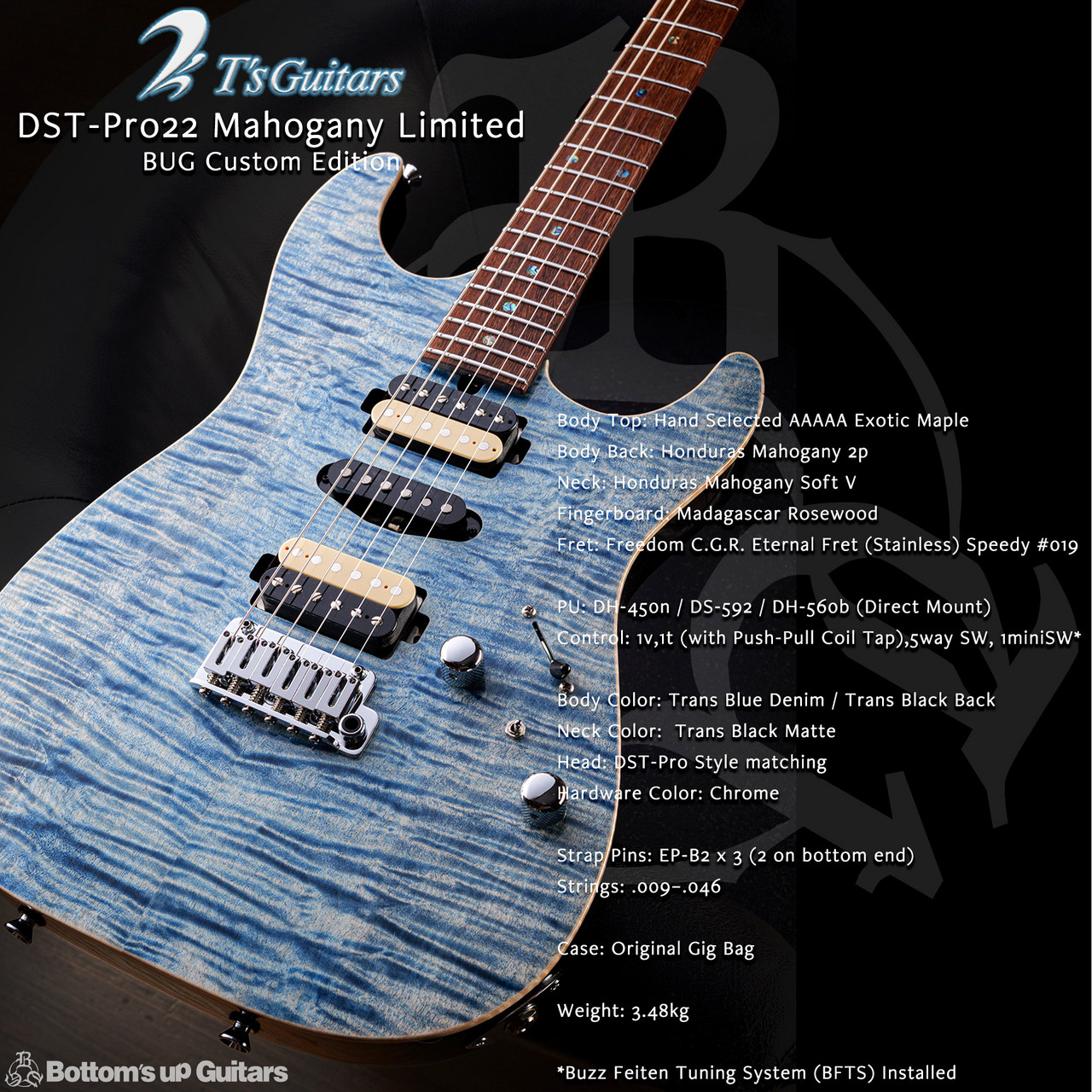 T's Guitars DST-Pro22 Mahogany Limited BUG CUSTOM / ステンレス