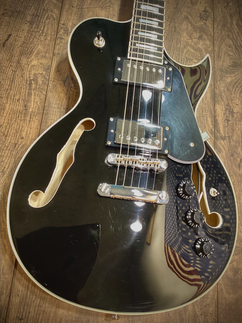 DEAN shire SemiHollowbody piezo black セミホロウ ピエゾセレクター