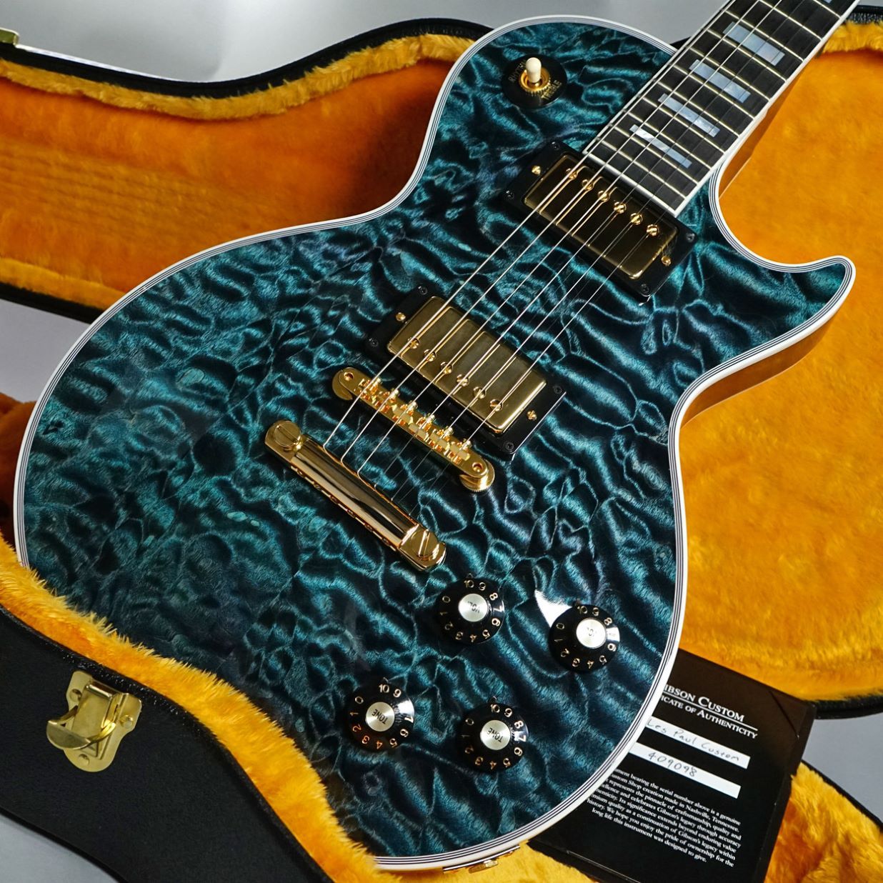 ギター Gibson Les Paul Custum 3A 商品紹介】Gibson Custom Shop Les Paul Custom 3A Quilt Top