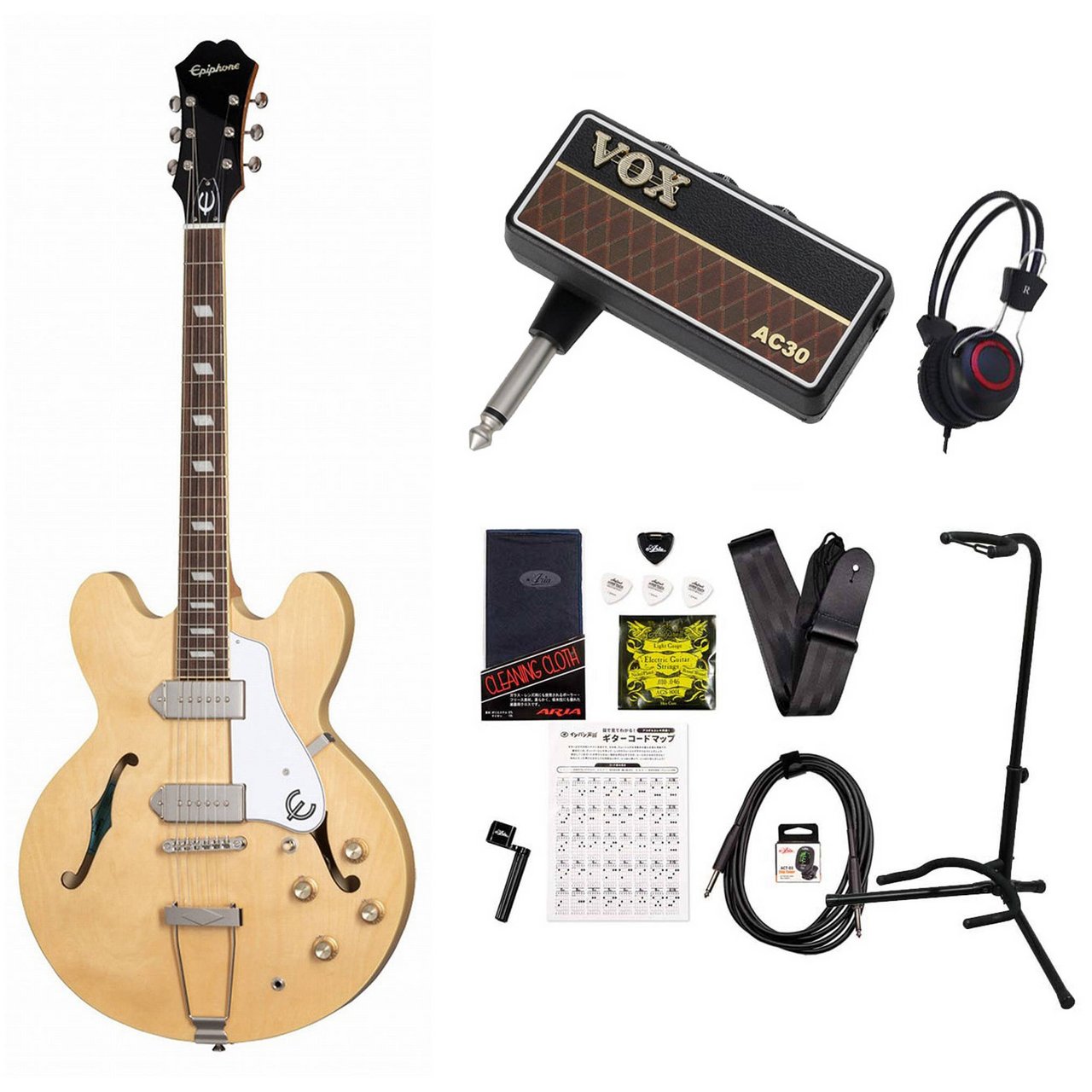 Epiphone Casino Natural エピフォン カジノ VOX Amplug2 AC30アンプ付属エレキギター 初心者セット【WEBSHOP】（新品/送料無料）【楽器検索デジマート】