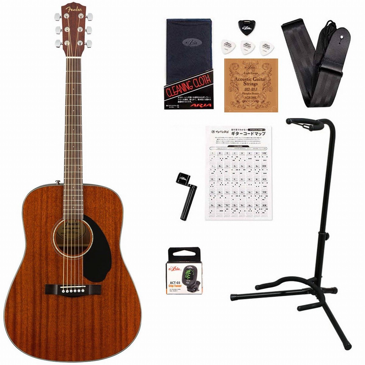 Fender アコースティックギター CD-60S (スタンド、カポタスト付き) - 楽器/器材