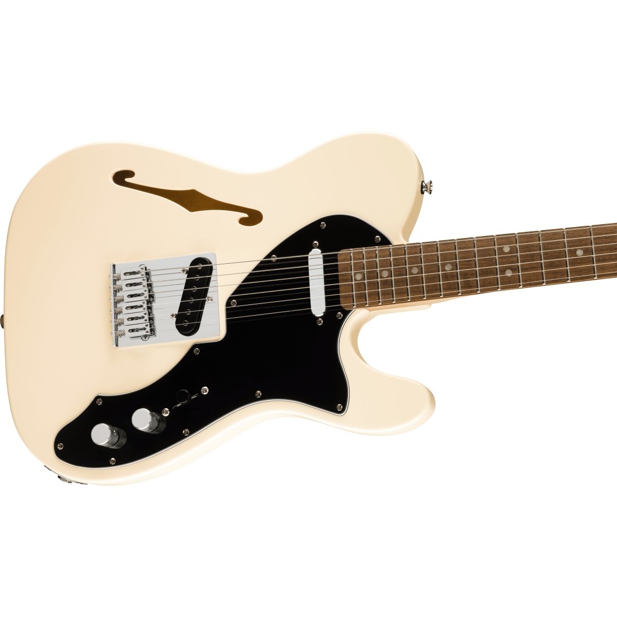 Squier by Fender Affinity Series Telecaster Thinline Laurel Fingerboard  Black PG Olympic White Fender 10Wアンプ付属（新品/送料無料）【楽器検索デジマート】