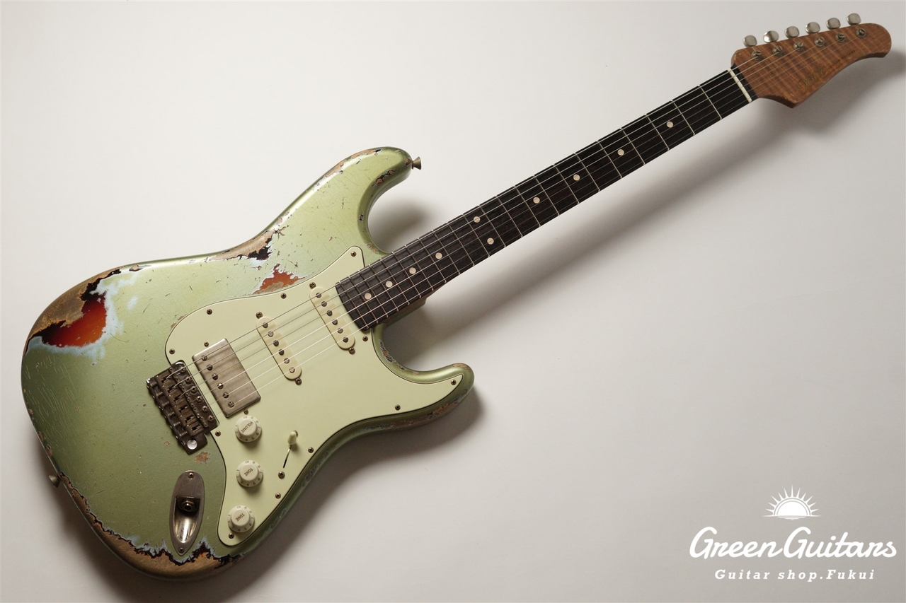 XoticギターXSC-2 5Aネック メルセデスブルーミディアムエイジド加工 XSC-2 Master Grade Flame Maple Neck Heavy Aged ~Lake Pracid Blue