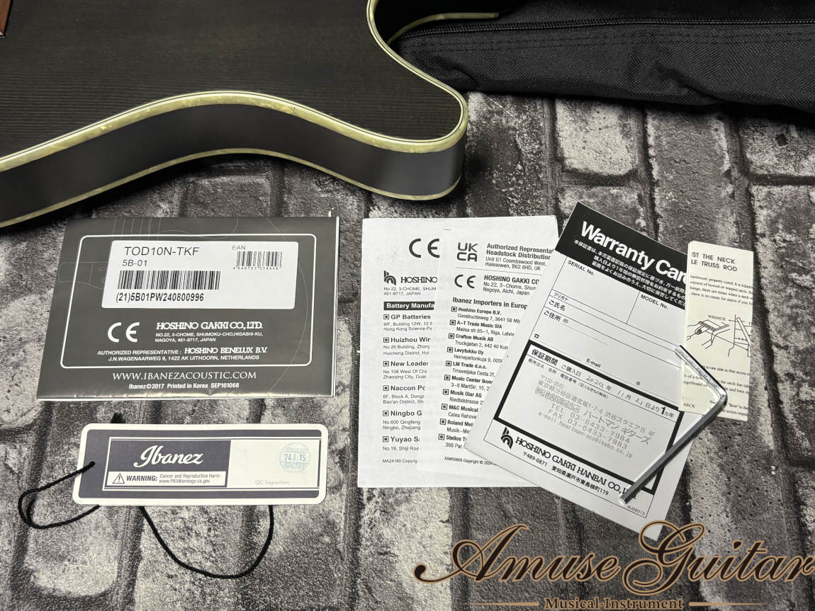 Ibanez TOD10N # Transparent Black Flat 2024年製【Tim Henson