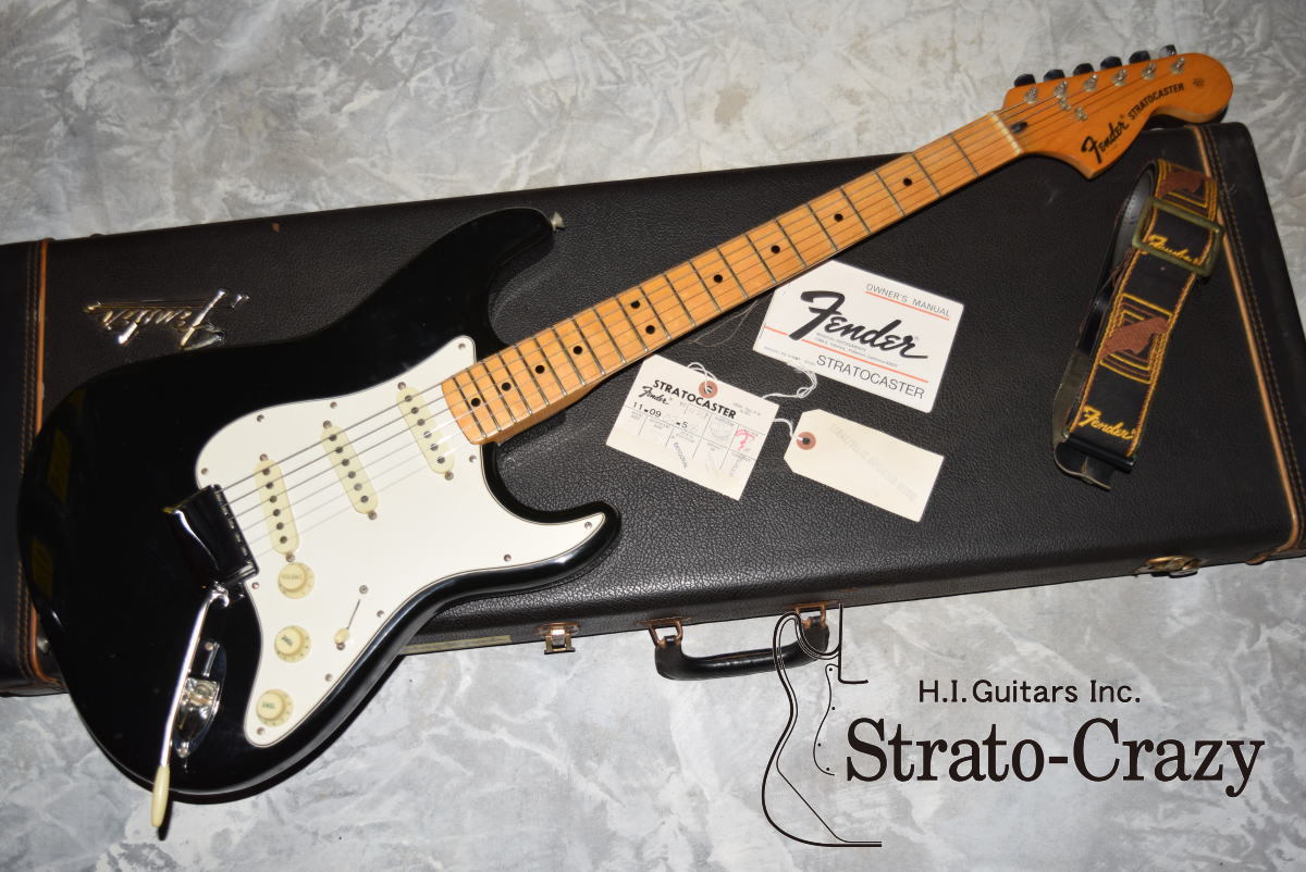 カエデ　メイプルバーズドアイ　顎当て　スドラドセミヒル型 Fender Stratocaster '75 Black /Maple neck 