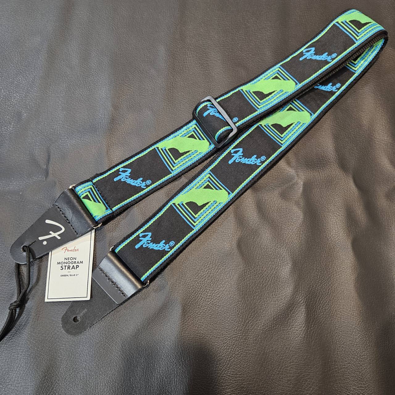 Fender Neon Monogrammed Strap Green/Blue ストラップ（新品）【楽器検索デジマート】