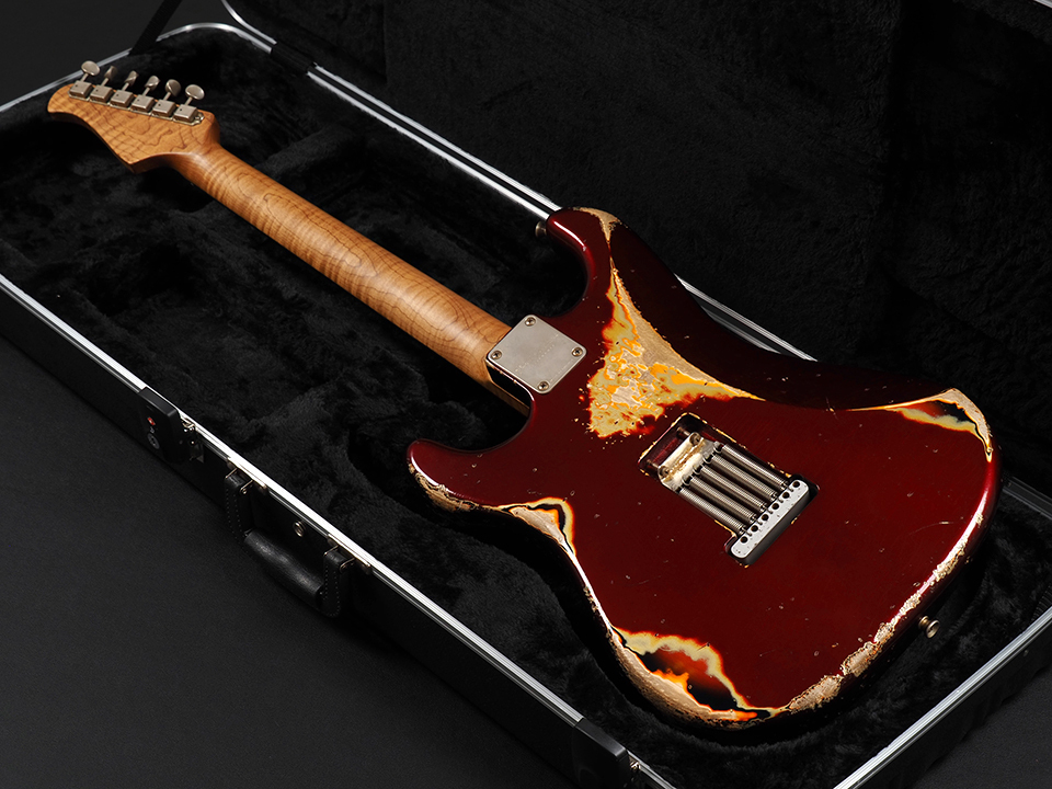 Xotic XSC-2 Ash/Rose Heavy Aged ~Dark Candy Apple Red Over 3-Tone