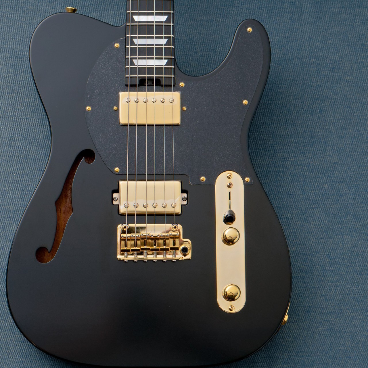 Kz Guitar Works Kz TL Trad Semi-Hollow 22 2H6 Custom -All Black